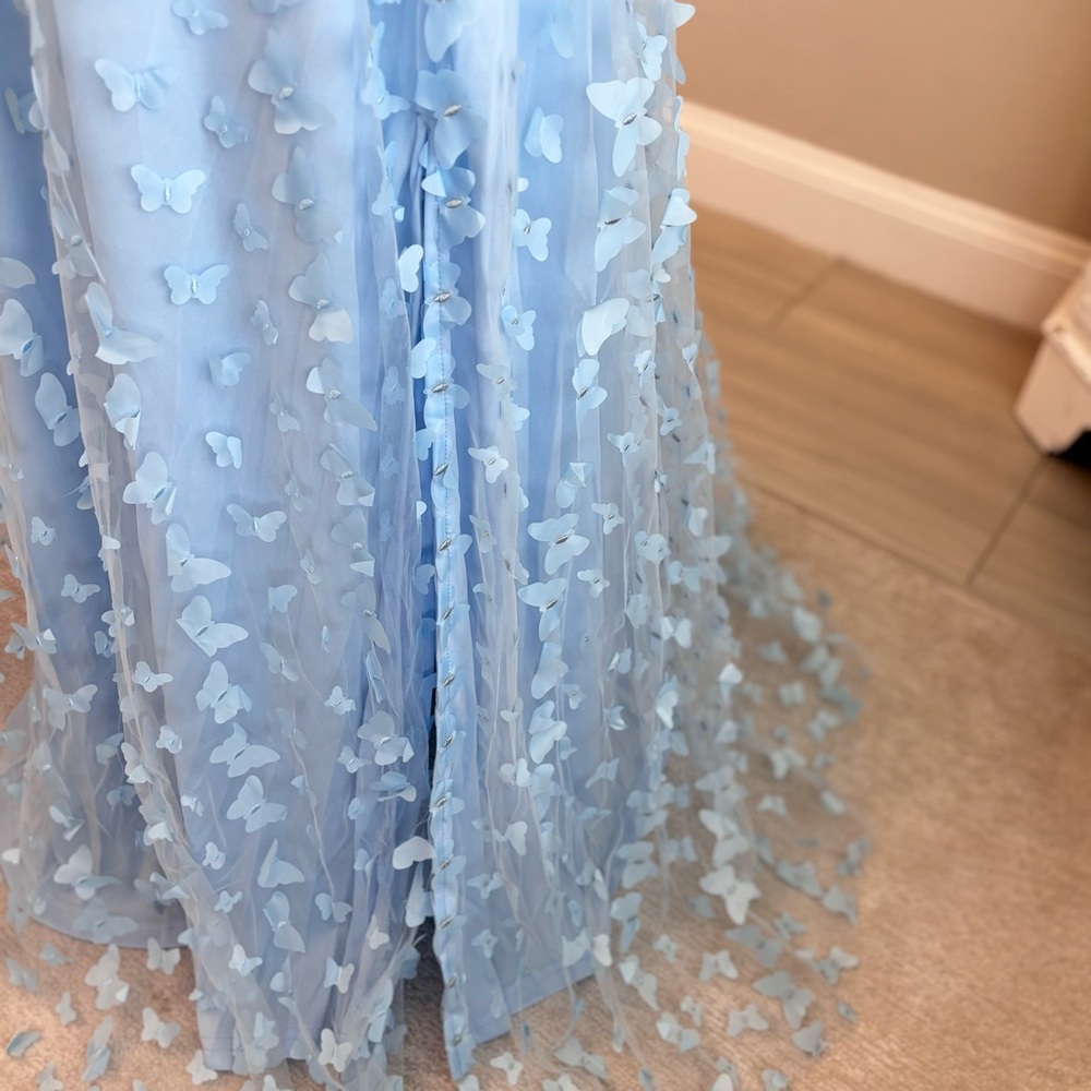 NEW, Pastel Blue Dress, Butterfly Dress, Baby Blue, Prom Dress, NWOT Size L - Picture 5 of 7